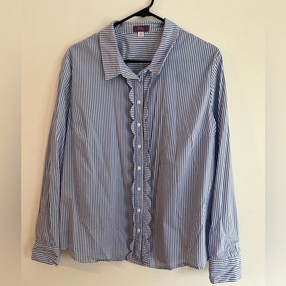 Stitch Fix—Scalloped blue and white preppy button down - Picture 2 of 5